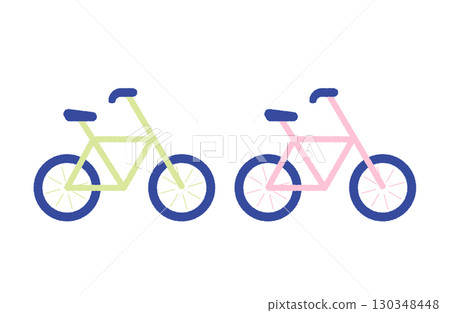 Set of two bicycles: yellow-green and pink Set of two bicycles: yellow-green and pink 130348448