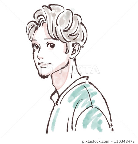 Watercolor and hand-drawn illustrations of men and boys 130348472