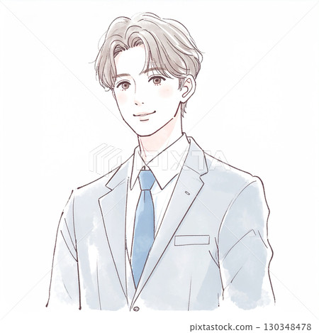 男人和男孩的水彩和手繪插圖 男人和男孩的水彩和手繪插圖 130348478