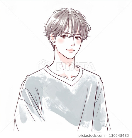 男人和男孩的水彩和手繪插圖 130348483