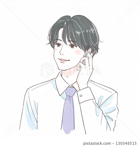 男人和男孩的水彩和手繪插圖 130348515