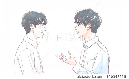 男人和男孩的水彩和手繪插圖 130348516