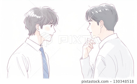 男人和男孩的水彩和手繪插圖 130348518