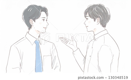 男人和男孩的水彩和手繪插圖 130348519