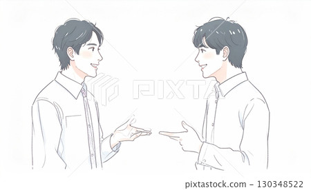 男人和男孩的水彩和手繪插圖 130348522