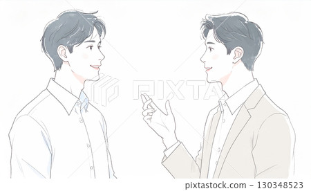 男人和男孩的水彩和手繪插圖 130348523