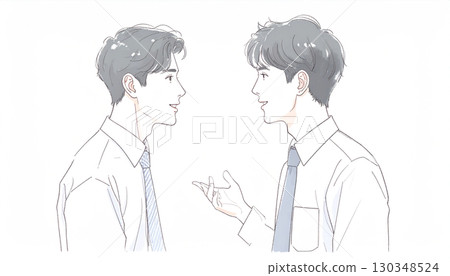 男人和男孩的水彩和手繪插圖 130348524