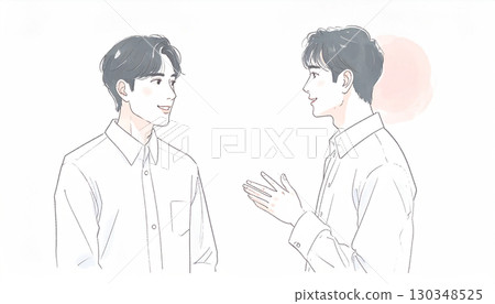 男人和男孩的水彩和手繪插圖 男人和男孩的水彩和手繪插圖 130348525