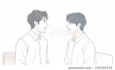 男人和男孩的水彩和手繪插圖 男人和男孩的水彩和手繪插圖 130348530