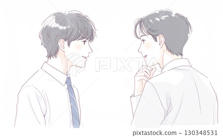 男人和男孩的水彩和手繪插圖 男人和男孩的水彩和手繪插圖 130348531