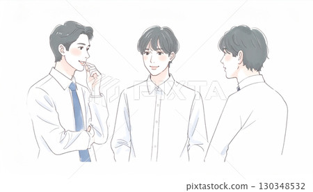 男人和男孩的水彩和手繪插圖 男人和男孩的水彩和手繪插圖 130348532