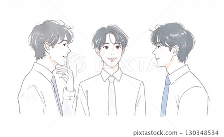 男人和男孩的水彩和手繪插圖 男人和男孩的水彩和手繪插圖 130348534