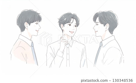 男人和男孩的水彩和手繪插圖 男人和男孩的水彩和手繪插圖 130348536