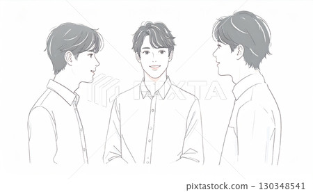男人和男孩的水彩和手繪插圖 130348541