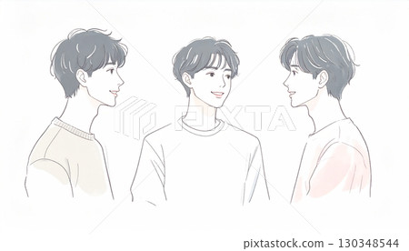 男人和男孩的水彩和手繪插圖 130348544