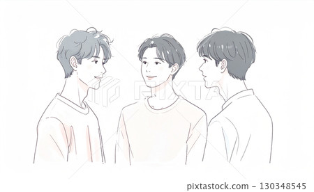 男人和男孩的水彩和手繪插圖 130348545