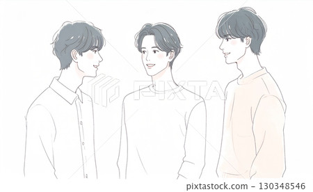 男人和男孩的水彩和手繪插圖 130348546