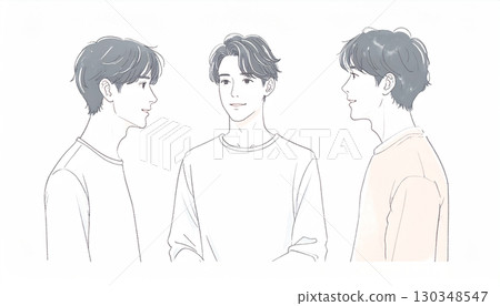 男人和男孩的水彩和手繪插圖 男人和男孩的水彩和手繪插圖 130348547