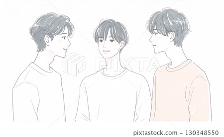 男人和男孩的水彩和手繪插圖 130348550