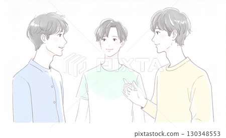 男人和男孩的水彩和手繪插圖 男人和男孩的水彩和手繪插圖 130348553