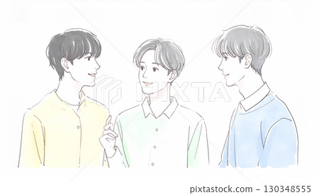 男人和男孩的水彩和手繪插圖 男人和男孩的水彩和手繪插圖 130348555