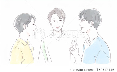 Watercolor and hand-drawn illustrations of men and boys 130348556