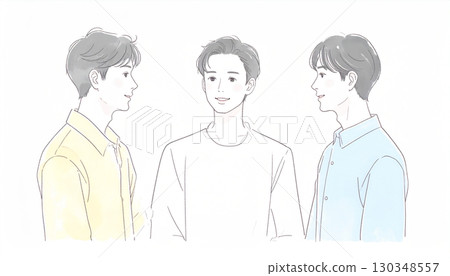 Watercolor and hand-drawn illustrations of men and boys 130348557