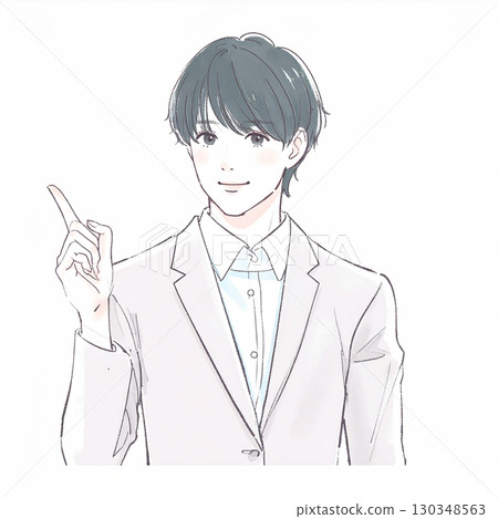 Watercolor and hand-drawn illustrations of men and boys 130348563