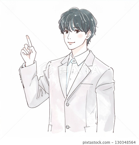 男人和男孩的水彩和手繪插圖 130348564