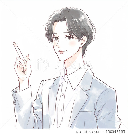 Watercolor and hand-drawn illustrations of men and boys 130348565