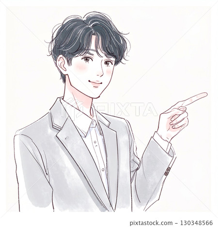 男人和男孩的水彩和手繪插圖 130348566