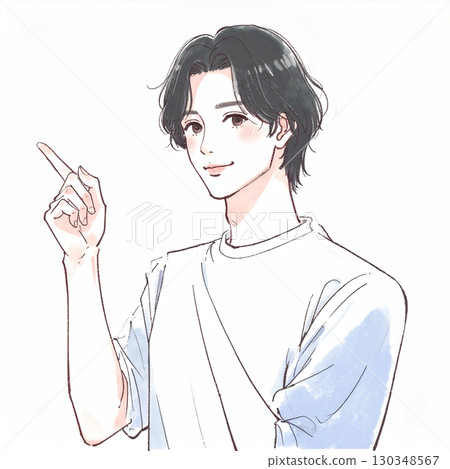 男人和男孩的水彩和手繪插圖 男人和男孩的水彩和手繪插圖 130348567