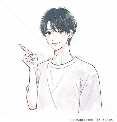 男人和男孩的水彩和手繪插圖 男人和男孩的水彩和手繪插圖 130348568