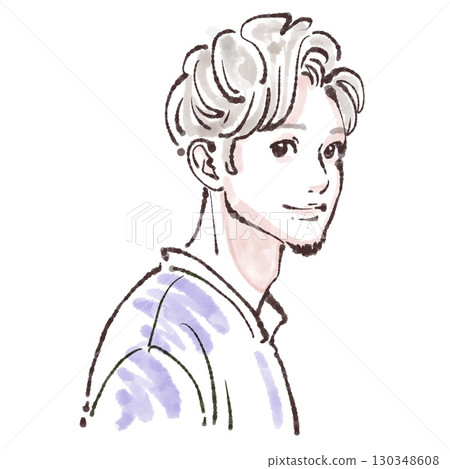 男人和男孩的水彩和手繪插圖 男人和男孩的水彩和手繪插圖 130348608