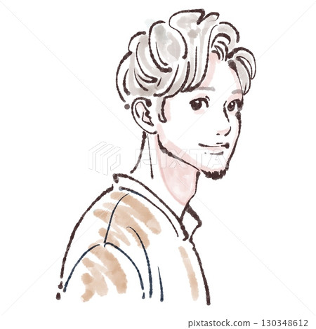 Watercolor and hand-drawn illustrations of men and boys 130348612