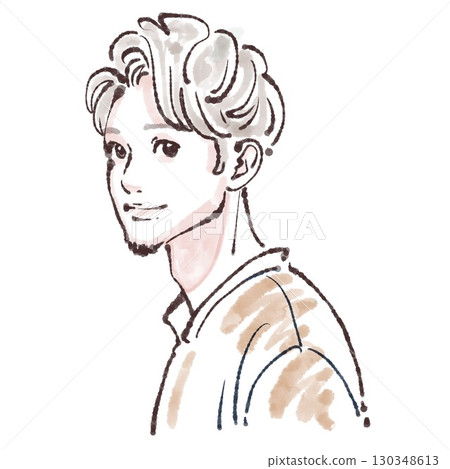 Watercolor and hand-drawn illustrations of men and boys Watercolor and hand-drawn illustrations of men and boys 130348613