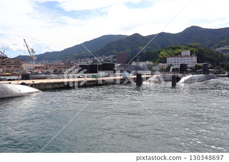 Self-Defense Force submarines and the cityscape of Kure (Kure City, Hiroshima Prefecture) Self-Defense Force submarines and the cityscape of Kure (Kure City, Hiroshima Prefecture) 130348697