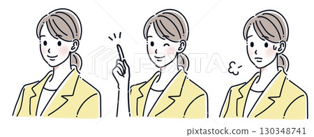 Simple illustration set of a woman in a suit 130348741