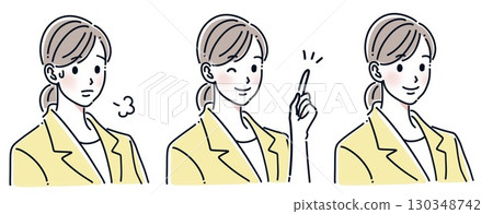 Simple illustration set of a woman in a suit 130348742