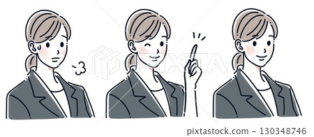 穿西裝的女人的簡單插圖集 穿西裝的女人的簡單插圖集 130348746