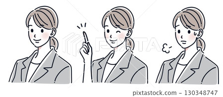 Simple illustration set of a woman in a suit 130348747