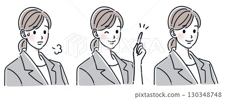 穿西裝的女人的簡單插圖集 穿西裝的女人的簡單插圖集 130348748