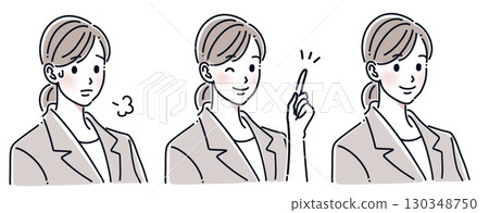 穿西裝的女人的簡單插圖集 130348750