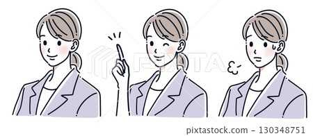 穿西裝的女人的簡單插圖集 130348751