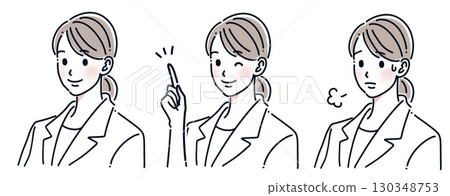 穿西裝的女人的簡單插圖集 130348753