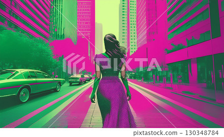 一名女子穿越網路城市 一名女子穿越網路城市 130348784