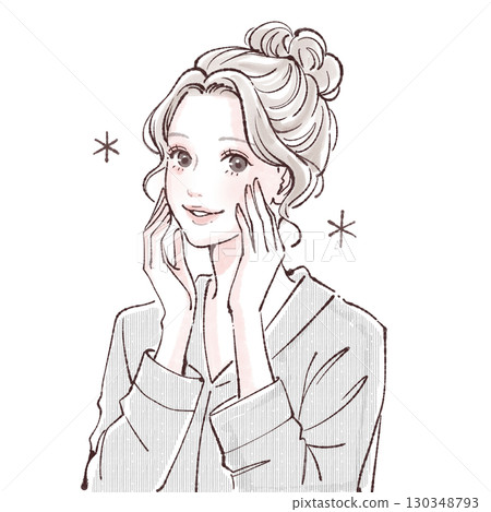 婦女和女孩的水彩和手繪插圖素材 婦女和女孩的水彩和手繪插圖素材 130348793