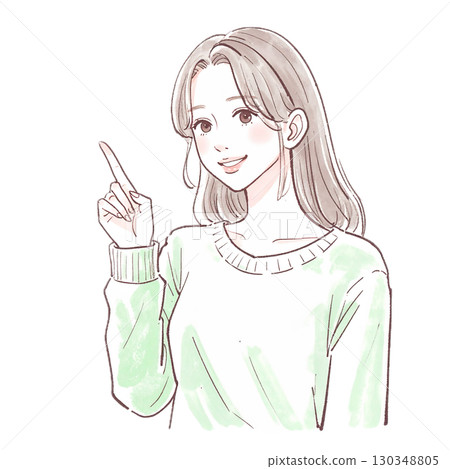 Watercolor and hand-drawn illustration material of women and girls 130348805