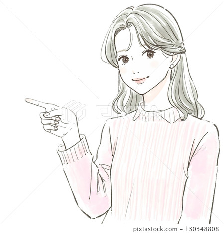 Watercolor and hand-drawn illustration material of women and girls 130348808