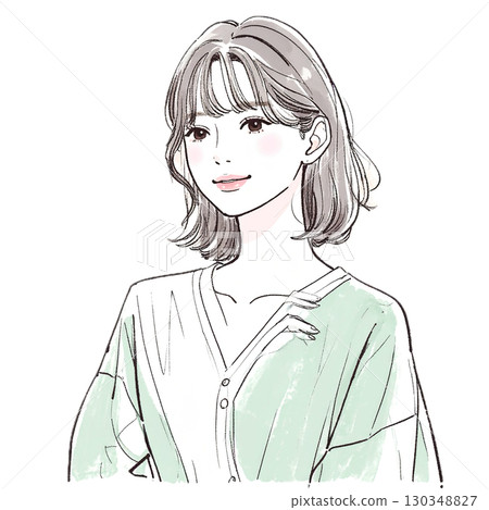 婦女和女孩的水彩和手繪插圖素材 130348827